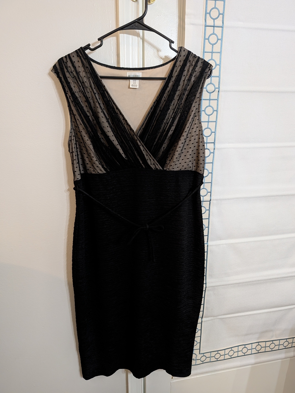 Motherhood Maternity Black Sleeveless Polka Dot Mesh Wrap Midi Dress